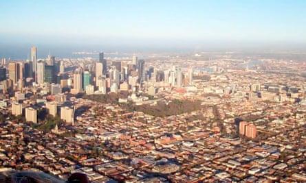 Melbourne from hot air balloon. 